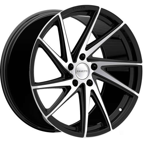 Ravetti M1020x10 +45 Gloss Black with Machined Spoke Faces