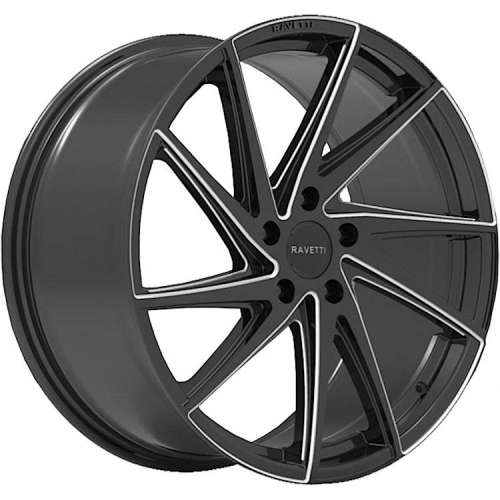 Ravetti M1020x10 +45 Gloss Black with Milled Spoke Edges