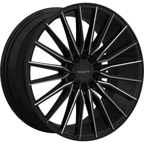 Ravetti M1818x8 +38 Gloss Black with Milled Spoke Edges