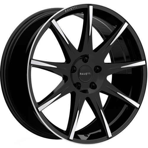 Ravetti M917x7.5 +40 Gloss Black with Machined Spoke Accents and Outer Lip