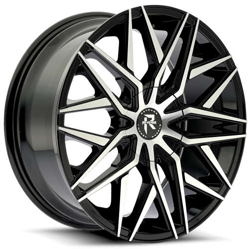 Revenge Luxury RL-10418x8 +35 Gloss Black with Machined Spoke Faces