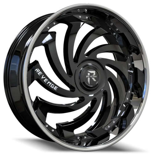 Revenge Luxury RL-10826x9.5 +25 Gloss Black with a Chrome Stainless Steel Lip