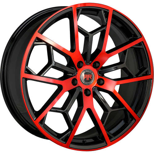 Revolution Racing R2318x8 +40 Gloss Black with Red Spoke Faces and Outer Lip