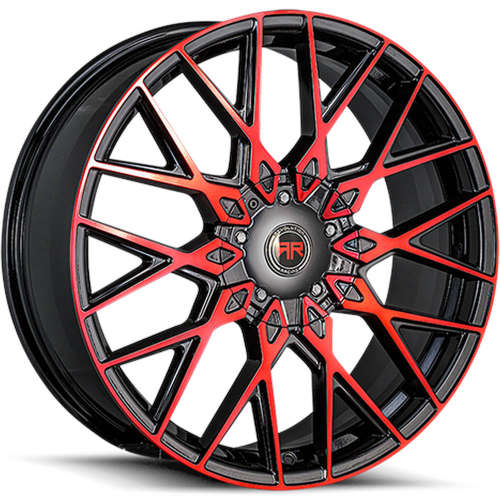 Revolution Racing R2418x8 +40 Gloss Black with Red Spoke Faces and Outer Lip