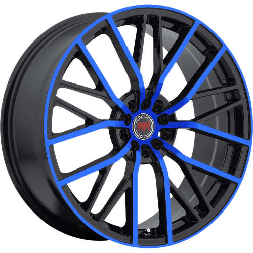 Revolution Racing RR0718x8 +40 Black with Blue Spoke Faces and Outer Lip