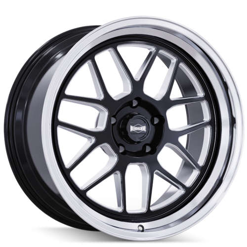 Ridler Style 611 611 17x7 0 Gloss Black with Milled Spoke Windows and a Diamond Cut Lip