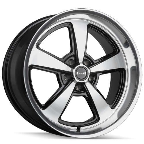 Ridler Style 652 652 17x8 0 Gloss Black with Diamond Cut Spoke Faces and Lip