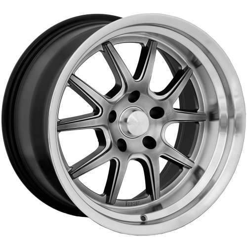 Rocket Racing Attack18x10 0 Hyper Shot Gunmetal Gray with a Machined Lip