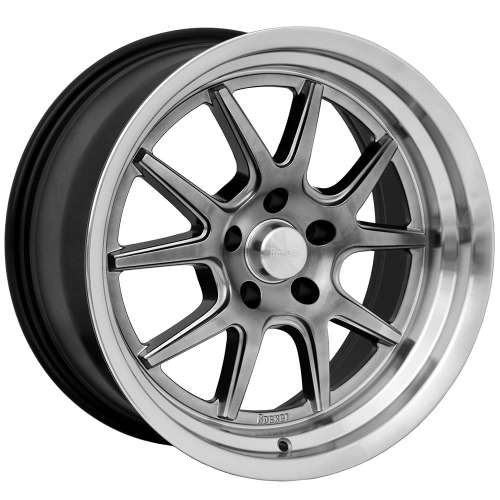 Rocket Racing Attack18x9 +25 Hyper Shot Gunmetal Gray with a Machined Lip