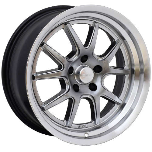 Rocket Racing Attack18x8 0 Hyper Shot Gunmetal Gray with a Machined Lip