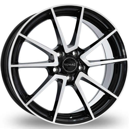 Romac Air19x8.5 +42 Gloss Black with Machined Spoke Faces and Lip Ring
