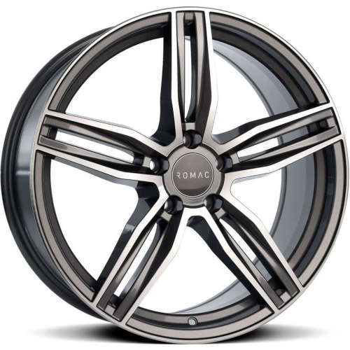 Romac Venom17x7.5 +42 Grey with Machined Polished Spoke Faces and Lip Ring
