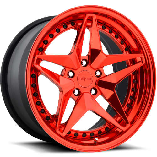 Rotiform Forged AVV18x9 +25 Candy Red with a Step Lip and Matte Black Barrel with Exposed Hardware