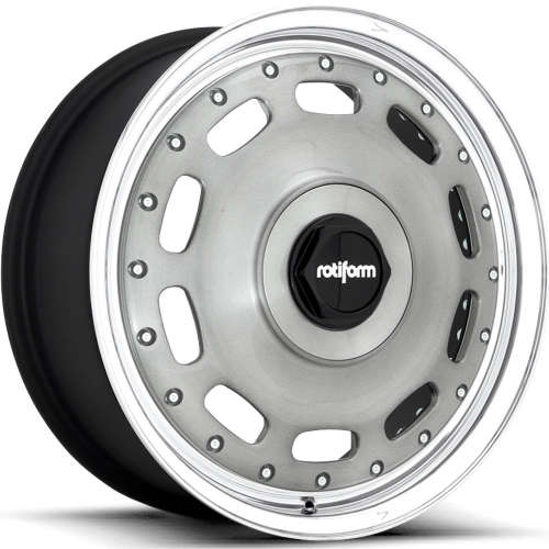 Rotiform Forged BKK20x10 +40 Brushed DDT with a Gloss Clear Coat and Polished Step Lip with a Matte Black Barrel and Exposed Hardware