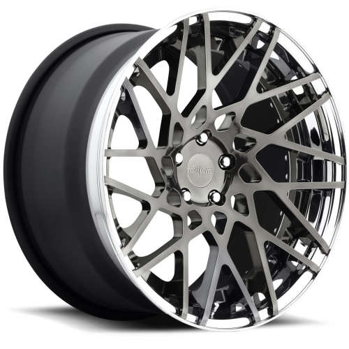Rotiform Forged BLQ-T17x9 +35 Candy Black with a Polished Step Lip and Matte Black Barrel with Hidden Hardware