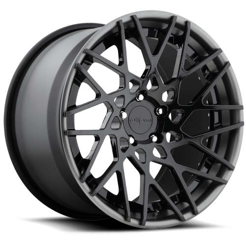 Rotiform Forged BLQ-T18x10 +25 Gloss Black with an Anthracite Step Lip and Matte Black Barrel with Hidden Hardware