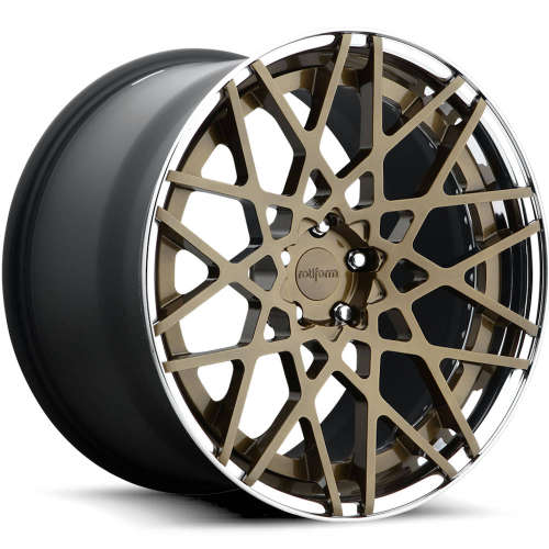 Rotiform Forged BLQ20x10 +40 Gloss Bronze with a Polished Step Lip and Matte Black Barrel with Hidden Hardware