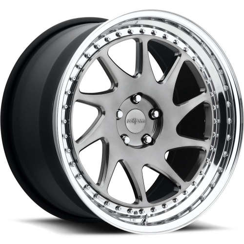 Rotiform Forged OZT17x9 +35 Candy Black with a Polished Step Lip and Matte Black Barrel with Exposed Hardware