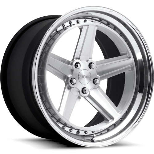Rotiform Forged PNT19x8.5 +30 Brushed with a Gloss Clear Coat and Polished Step Lip with a Matte Black Barrel and Exposed Hardware