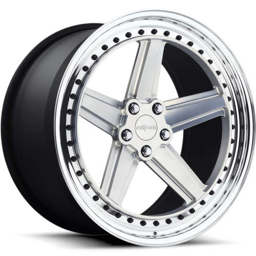 Rotiform Forged PNT19x8.5 +45 Polished with a Matte Clear Coat and Polished Step Lip with a Matte Black Barrel and Exposed Hardware