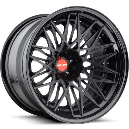 Rotiform Forged QLB19x10.5 +22 Matte Black with a Gloss Black Step Lip and Gloss Black Barrel with Exposed Hardware