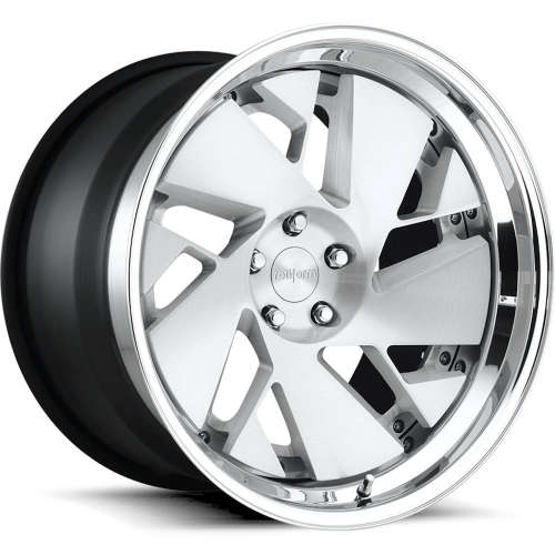 Rotiform Forged RSC19x8.5 +40 Brushed with a Gloss Clear Coat and Polished Step Lip with a Matte Black Barrel and Exposed Hardware