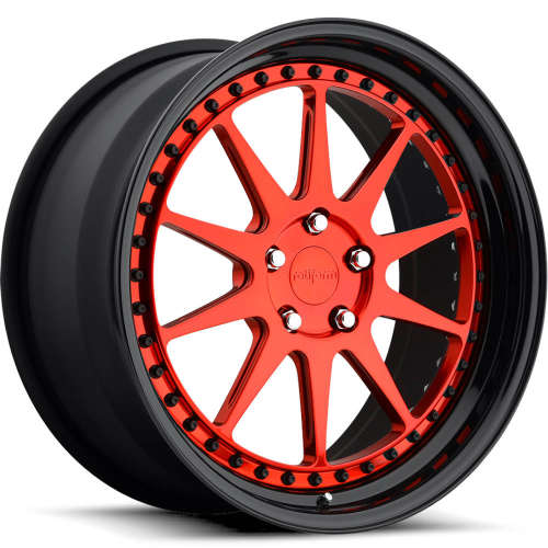 Rotiform Forged SCN20x9 +20 Polished Candy Red with a Gloss Black Step Lip and Matte Black Barrel with Exposed Hardware