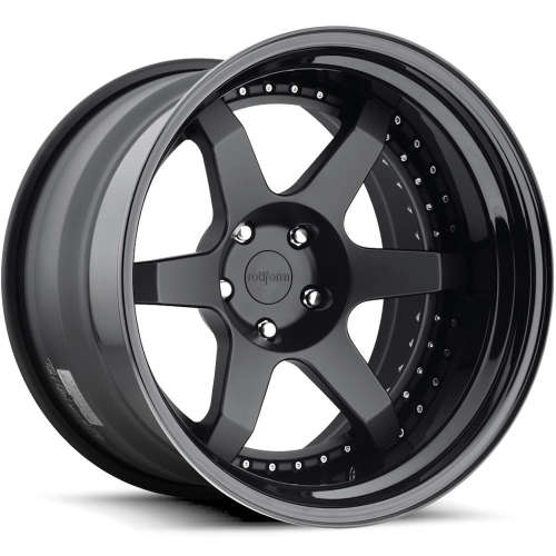Rotiform Forged SIX17x8 +40 Matte Black with a Gloss Black Step Lip and Matte Black Barrel with Exposed Hardware
