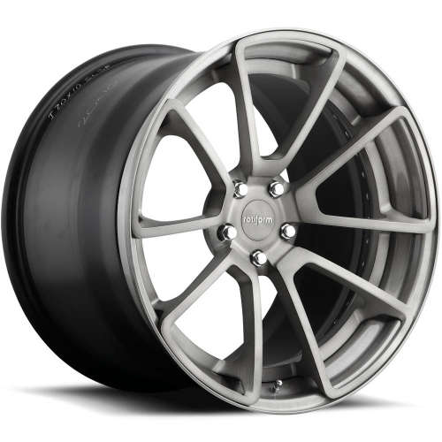 Rotiform Forged SPF18x8.75 +35 Brushed DDT with a Gloss Clear Coat Step Lip and Matte Black Barrel with Hidden Hardware