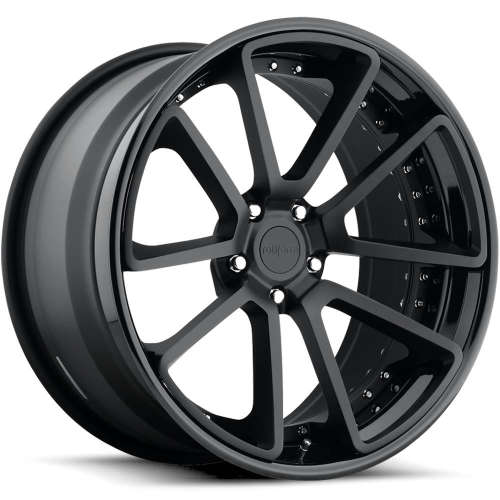 Rotiform Forged SPF18x9.5 +45 Matte Black with a Gloss Black Step Lip and Matte Black Barrel with Exposed Hardware