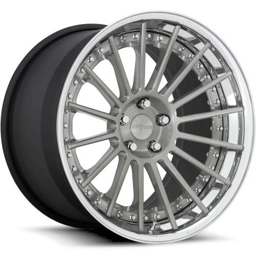 Rotiform Forged SRG19x10.5 +22 Brushed DDT with a Polished Step Lip and Matte Black Barrel with Exposed Hardware