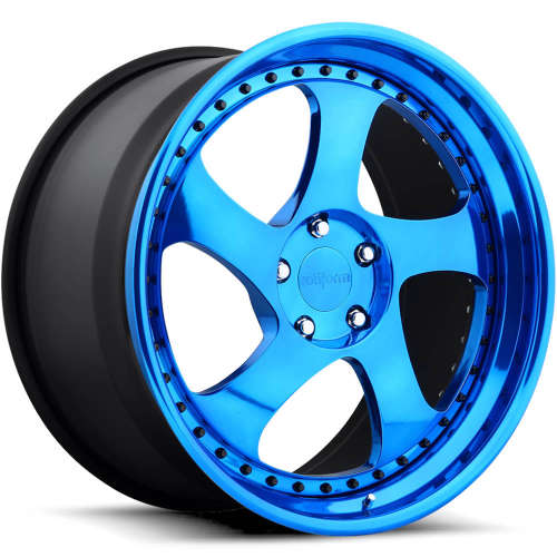 Rotiform Forged TMB20x9 +20 Polished Candy Blue with a Step Lip and Matte Black Barrel with Exposed Hardware