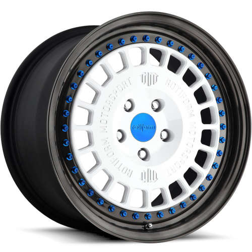 Rotiform Forged VCE20x9 +20 Gloss White with a Candy Black Step Lip and Matte Black Barrel with Exposed Hardware
