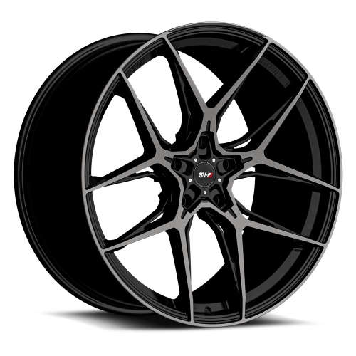 Savini SV-F522x9 +29 Gloss Black with Machined Spoke Faces and a Double Dark Tint