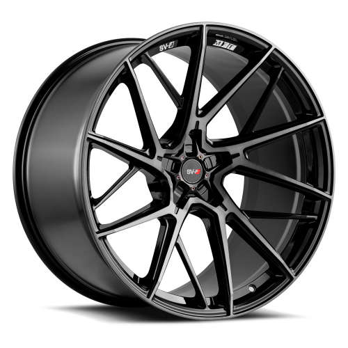 Savini SV-F622x11 +27 Gloss Black with Machined Spoke Faces and a Double Dark Tint