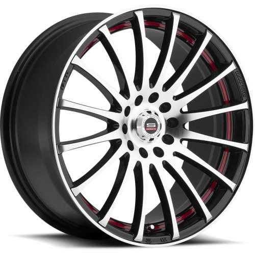 Spec-1 SP-1217x7.5 +42 Gloss Black with a Machined Face and Red Undercut Stripe