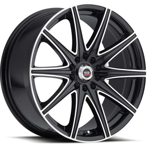 Spec-1 SP-1418x8 +38 Gloss Black with Machined Spoke Faces and Outer Lip