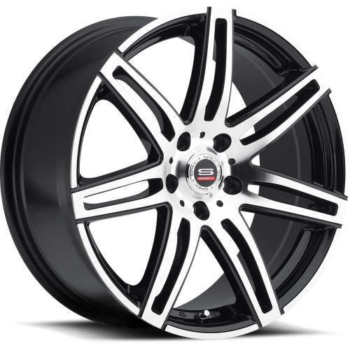 Spec-1 SP-2417x7.5 +38 Gloss Black with Machined Spoke Faces and Outer Lip