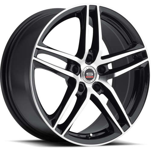 Spec-1 SP-2517x7.5 +38 Gloss Black with Machined Spoke Faces and Outer Lip