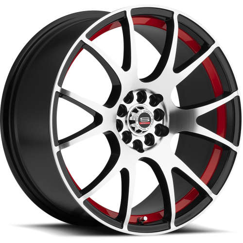 Spec-1 SP-218x8 +38 Gloss Black with a Machined Face and Red Undercut