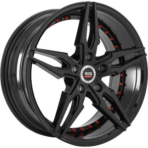 Spec-1 SP-4618x8 +38 Gloss Black with Red Rivets