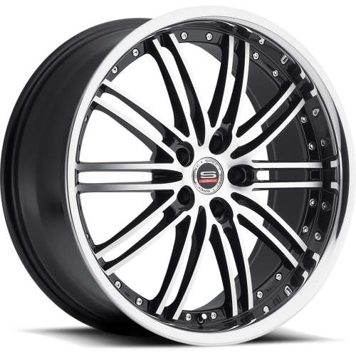Spec-1 SP-720x8.5 +42 Gloss Black with Machined Spoke Faces and a Chrome Stainless Steel Lip