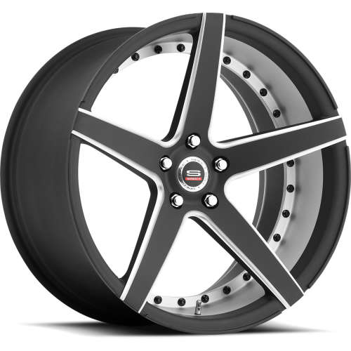 Spec-1 SPM-7619x9.5 +38 Matte Black with Machined Spoke Edges and Undercut