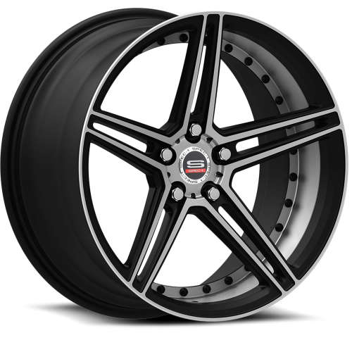 Spec-1 SPM-7719x9.5 +38 Gloss Black with Machined Spoke Faces and Undercut