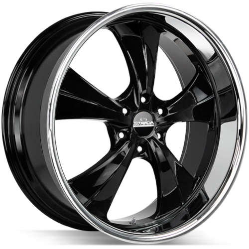 Strada Old Skool24x10 +24 Gloss Black with a Stainless Steel Lip