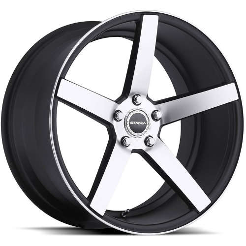 Strada Perfetto26x10 +15 Gloss Black with Machined Spoke Faces and Outer Lip Ring