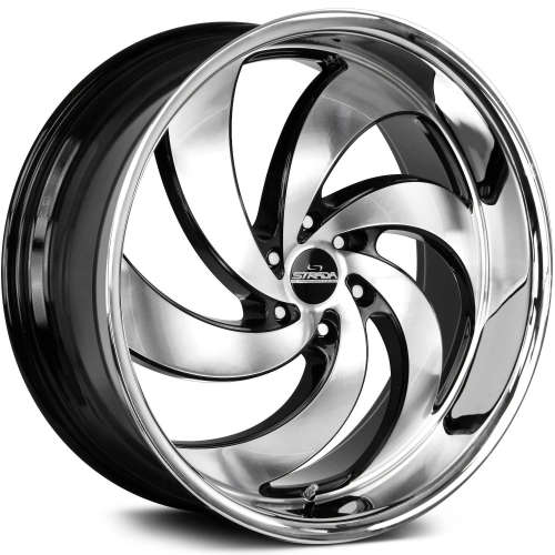 Strada Retro 626x10 +26 Gloss Black with Machined Spoke Faces and a Chrome Stainless Steel Lip