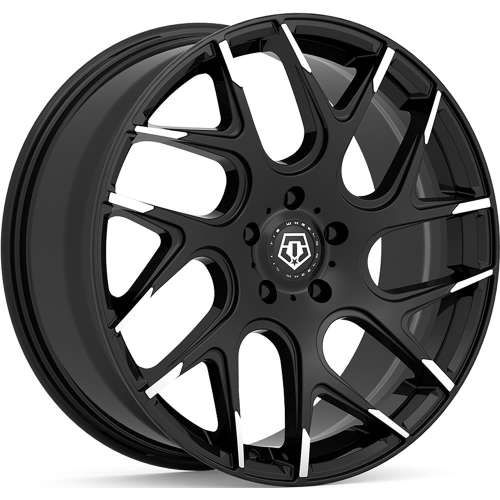 TIS 542MBT20x8.5 +35 Gloss Black with Machined Spoke Accents