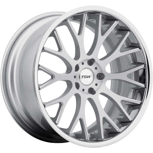 TSW Amaroo18x8.5 +15 Silver with Brushed Spoke Faces and a Chrome Stainless Steel Lip