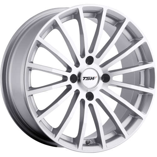 TSW Mallory15x6.5 +40 Silver with Machined Spoke Faces and Outer Lip